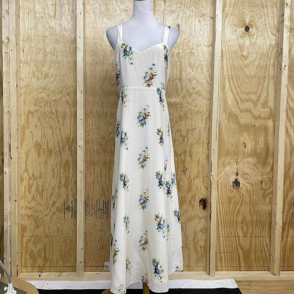 Madewell Size 6 Wide Strap Silk Dress Midi Classic Corsage Floral Tank Cottage